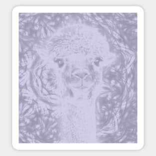 Ghostly alpaca and Lilac-gray mandala Sticker